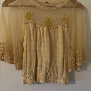 Free People Beaded BoHo Lace Women's Top